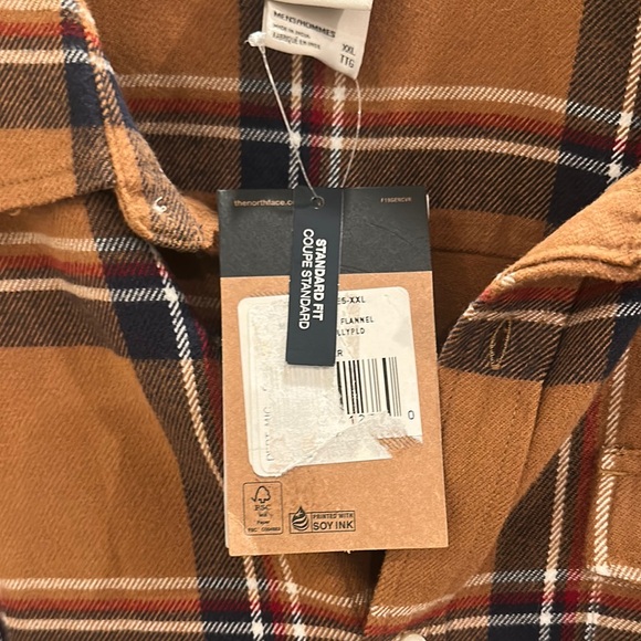 The North Face Tan and Navy Plaid Shirt - Picture 3 of 8